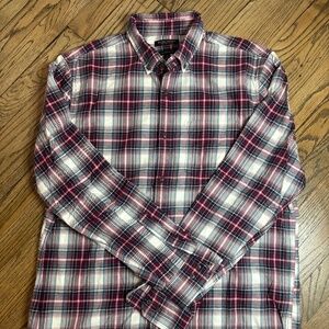 Banana Republic Ultra-Soft Flannel Untucked - Burgundy White Blue (XL Tall Slim)